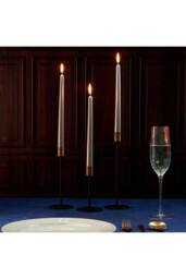 Deco Express Candles Set Classic Dripless Tapered Metallic Unscented 8 Hours Décor in Silver - Size: 15 Pack - thumbnail 2