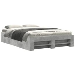 Berkfield Home Bed Frame without Mattress Concrete Grey 135x190cm Engineered Wood - Size: 135x190 cm - thumbnail 2