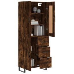 Berkfield Home Highboard Smoked Oak 69.5x34x180 cm Engineered Wood in Brown - thumbnail 3