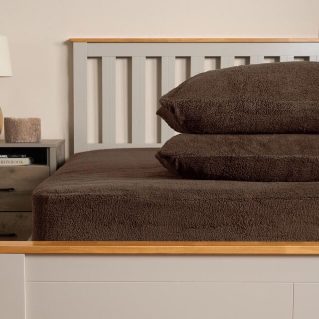 OHS 2 Pack Thermal Teddy Fleece Pillowcase Cover in Chocolate - Size: Standard Pillow Case - image 1