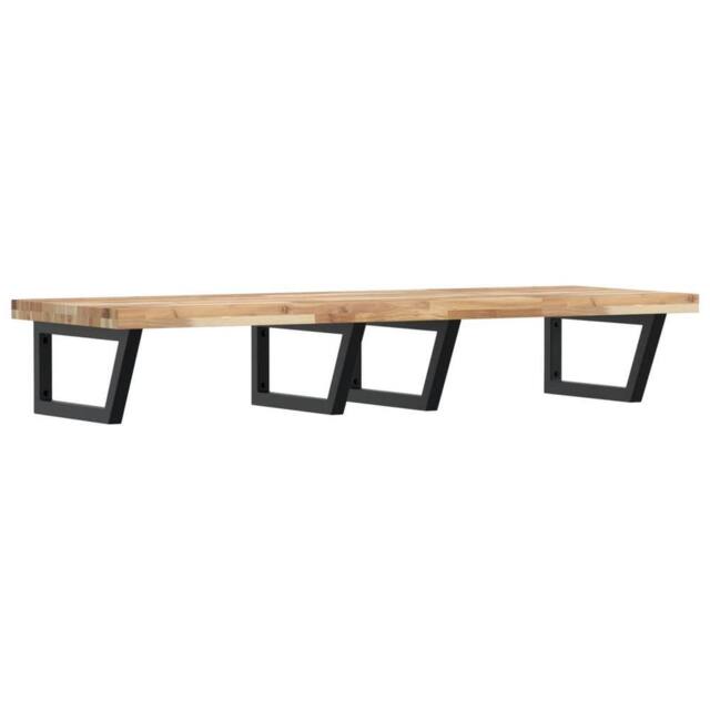 Berkfield Home Basin Shelf Wall Mounted Steel & Solid Wood Acacia in Brown - image 1
