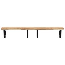 Berkfield Home Basin Shelf Wall Mounted Steel & Solid Wood Acacia in Brown - thumbnail 4