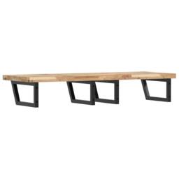 Berkfield Home Basin Shelf Wall Mounted Steel & Solid Wood Acacia in Brown - thumbnail 6