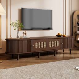 ModernLuxe Modern TV cabinet with 2 drawers & 2 roller shutter doors in Walnut - thumbnail 3