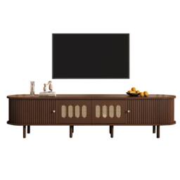 ModernLuxe Modern TV cabinet with 2 drawers & 2 roller shutter doors in Walnut - thumbnail 4