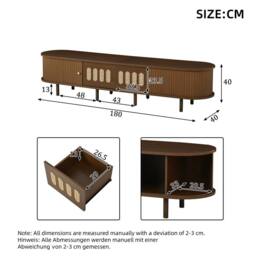 ModernLuxe Modern TV cabinet with 2 drawers & 2 roller shutter doors in Walnut - thumbnail 5