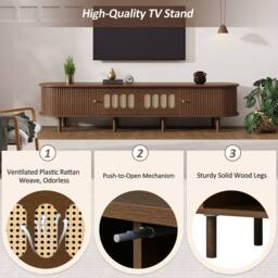 ModernLuxe Modern TV cabinet with 2 drawers & 2 roller shutter doors in Walnut - thumbnail 7
