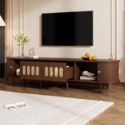 ModernLuxe Modern TV cabinet with 2 drawers & 2 roller shutter doors in Walnut - thumbnail 9