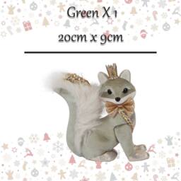 VFM e-Store Christmas Velvet Fox Decoration 20cm x 9cm Green X 1 - Size: 20 cm x 9 cm - thumbnail 2