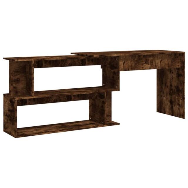 Berkfield Home Corner Desk Smoked Oak 200x50x76 cm Engineered Wood in Brown - Size: 200 x 50 x 76 cm - image 1