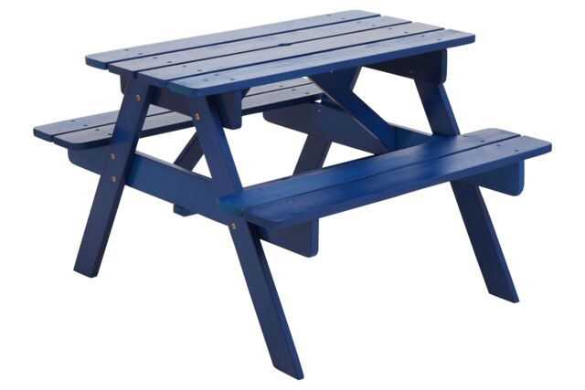 Orsina Grey Wooden Kids Picnic Bench With Seats, Outdoor Garden Picnic Table Bench, Childrens Bench For Playtime in Blue - image 1