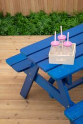 Orsina Grey Wooden Kids Picnic Bench With Seats, Outdoor Garden Picnic Table Bench, Childrens Bench For Playtime in Blue - thumbnail 5