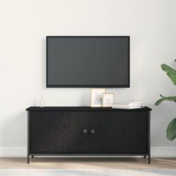 Berkfield Home Black Oak TV Stand Black oak Particle board, Metal 102 x 35 x 45 cm - thumbnail 4