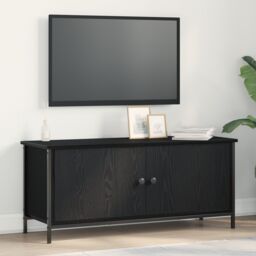 Berkfield Home Black Oak TV Stand Black oak Particle board, Metal 102 x 35 x 45 cm