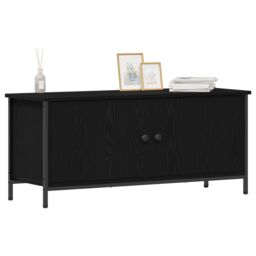 Berkfield Home Black Oak TV Stand Black oak Particle board, Metal 102 x 35 x 45 cm - thumbnail 3
