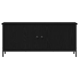 Berkfield Home Black Oak TV Stand Black oak Particle board, Metal 102 x 35 x 45 cm - thumbnail 6