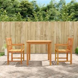 Berkfield Home Beautiful 3 Piece Garden Dining Set Solid Wood Acacia in Brown - thumbnail 2