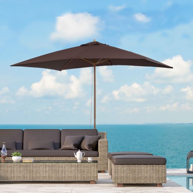 OUTSUNNY Wooden Garden Parasol Sun Shade Umbrella Canopy in Brown - image 1