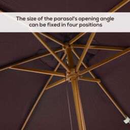 OUTSUNNY Wooden Garden Parasol Sun Shade Umbrella Canopy in Brown - thumbnail 6