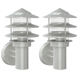 Berkfield Home Outdoor Wall Lights 2pcs Silver Stainless Steel - thumbnail 2