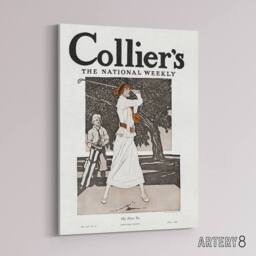 "Artery8 Woman Golfer First Tee Vintage Magazine Canvas Wall Art Print in White - Size: W18"" x H24""" - thumbnail 2
