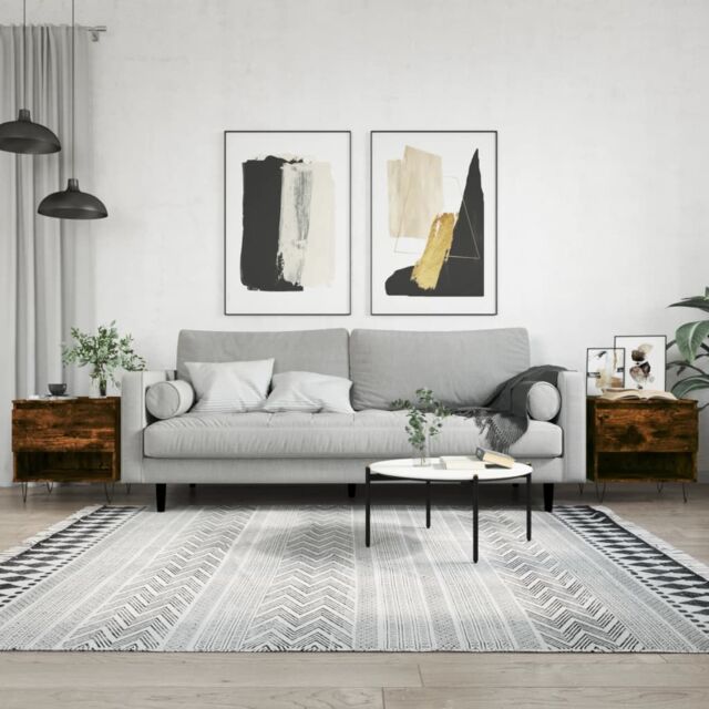 Berkfield Home Coffee Tables 2 pcs Smoked Oak 50x46x50 cm Engineered Wood in Brown - Size: 50 x 46 x 50 cm - image 1