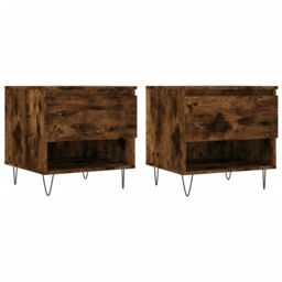 Berkfield Home Coffee Tables 2 pcs Smoked Oak 50x46x50 cm Engineered Wood in Brown - Size: 50 x 46 x 50 cm - thumbnail 2