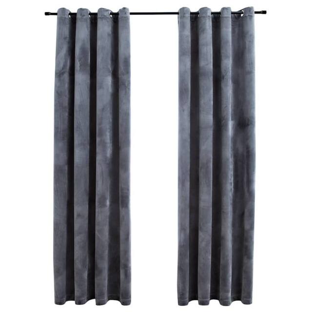 Berkfield Home Blackout Curtains with Rings 2 pcs Velvet Anthracite 140x175 cm in Dark Grey - image 1