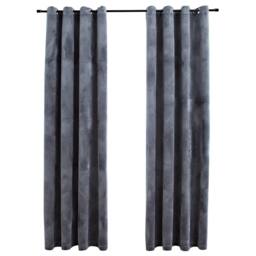 Berkfield Home Blackout Curtains with Rings 2 pcs Velvet Anthracite 140x175 cm in Dark Grey