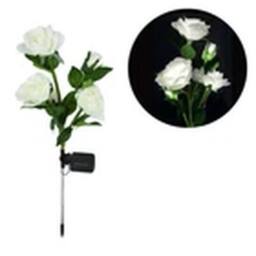 Havendro White Solar Power LED 5 Head Rose Flower Stake Lights Garden - thumbnail 1