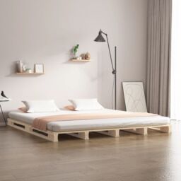 Berkfield Home Pallet Bed 180x200 cm Super King Size Solid Wood in Brown - thumbnail 1