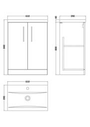 Balterley Contemporary Bathroom Floor Standing 2 Soft-Close Door Vanity Unit & Mid-Edge Basin, Satin Green, 600 mm in Green - thumbnail 5