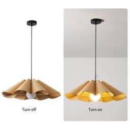 NIVOR 1 Light Farmhouse Boho Wooden Chandelier E27 Adjustable Pendant Light in Brown - thumbnail 4