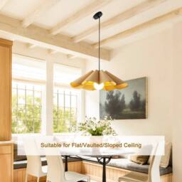 NIVOR 1 Light Farmhouse Boho Wooden Chandelier E27 Adjustable Pendant Light in Brown - thumbnail 5