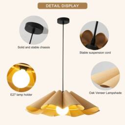 NIVOR 1 Light Farmhouse Boho Wooden Chandelier E27 Adjustable Pendant Light in Brown - thumbnail 9