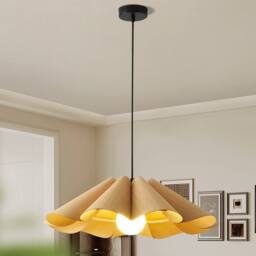 NIVOR 1 Light Farmhouse Boho Wooden Chandelier E27 Adjustable Pendant Light in Brown