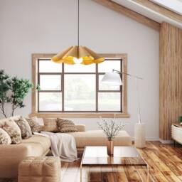 NIVOR 1 Light Farmhouse Boho Wooden Chandelier E27 Adjustable Pendant Light in Brown - thumbnail 8