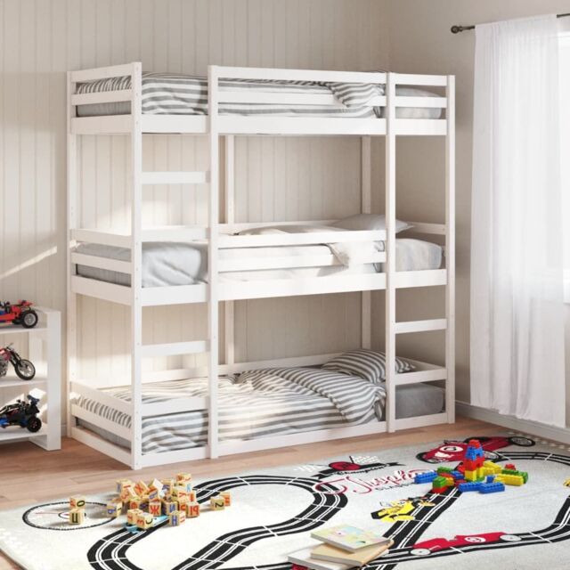 Berkfield Home Triple Bunk Bed without Mattress White 90x200 cm Solid Wood Pine - image 1