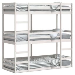 Berkfield Home Triple Bunk Bed without Mattress White 90x200 cm Solid Wood Pine - thumbnail 2