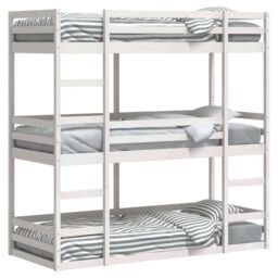 Berkfield Home Triple Bunk Bed without Mattress White 90x200 cm Solid Wood Pine - thumbnail 4