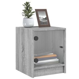 Berkfield Home Bedside Cabinets with Glass Doors 2 pcs Grey Sonoma 35x37x42 cm - Size: 35 x 37 x 42 cm - thumbnail 4