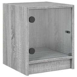 Berkfield Home Bedside Cabinets with Glass Doors 2 pcs Grey Sonoma 35x37x42 cm - Size: 35 x 37 x 42 cm - thumbnail 6