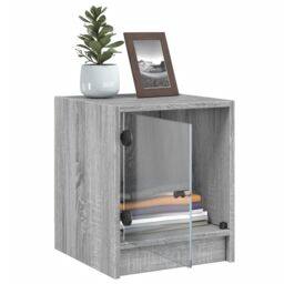 Berkfield Home Bedside Cabinets with Glass Doors 2 pcs Grey Sonoma 35x37x42 cm - Size: 35 x 37 x 42 cm - thumbnail 5