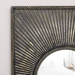 Melody Maison Distressed Black Rectangular Wooden Sunburst Wall Mirror - 60cm X 80cm - Size: 60 cm X 80 cm - thumbnail 3