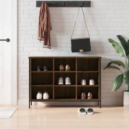 Berkfield Home Shoe Cabinet Brown Oak 100x35x70 cm Engineered Wood - Size: 100 x 35 x 70 cm - thumbnail 2