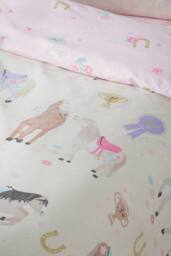Catherine Lansfield 'Happy Horses' Reversible Duvet Cover Set in Cream - Size: Junior - thumbnail 4