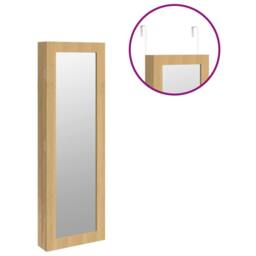 Berkfield Home Mirror Jewellery Cabinet Wall Mounted 30x8.5x90 cm in Light Tan - thumbnail 9