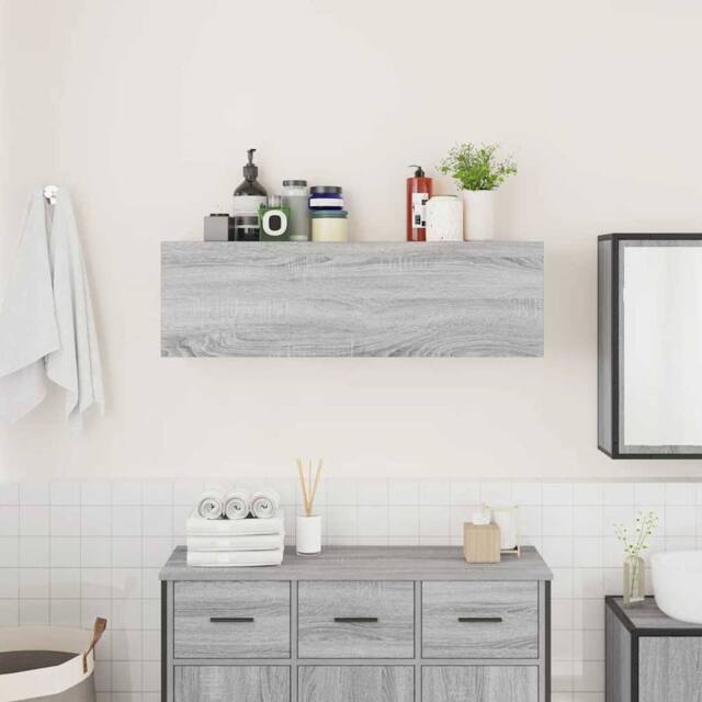 Berkfield Home Decorative Bathroom Wall Cabinet Grey Sonoma 100x25x30 cm Enginee - Size: 100 x 25 x 30 cm - image 1