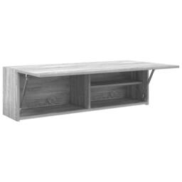 Berkfield Home Decorative Bathroom Wall Cabinet Grey Sonoma 100x25x30 cm Enginee - Size: 100 x 25 x 30 cm - thumbnail 5