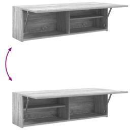 Berkfield Home Decorative Bathroom Wall Cabinet Grey Sonoma 100x25x30 cm Enginee - Size: 100 x 25 x 30 cm - thumbnail 9